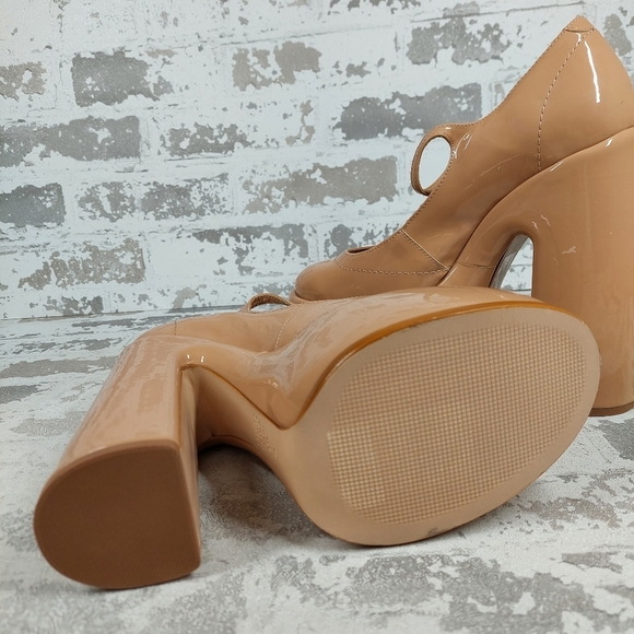 New Schutz Zayne New Pressego Tan Patent Leather Platform Mary Jane Pumps T312 - Picture 11 of 13